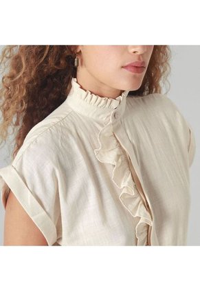 Blusa Cuello Camisero Manga Corta