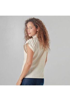 Blusa Cuello Camisero Manga Corta