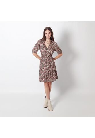 Vestido Cuello V Manga Corta FDS