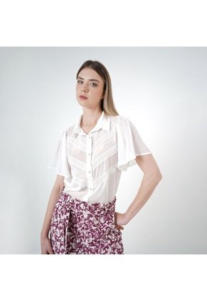 Blusa Cuello Camisero Manga Corta