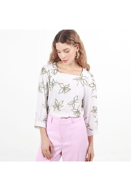 Blusa Cuello Cuadrado Manga 3cuartos