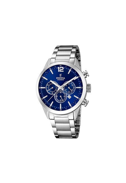 Reloj Para Hombre Festina Timeless Chrono F20343/7 Plateado