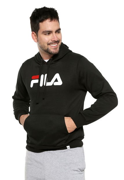 Buzo Con Capucha Fila Full Print 2 Mujer Negro | Solo Deportes | Solo Urbano