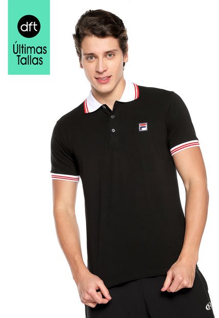 Polo Negro-Rojo-Blanco Fila