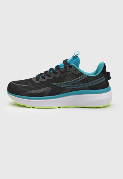 Tenis Running Negro-Azul Turquesa-Amarillo Neón Fila Marlil