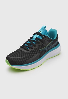 Tenis Running Negro-Azul Turquesa-Amarillo Neón Fila Marlil