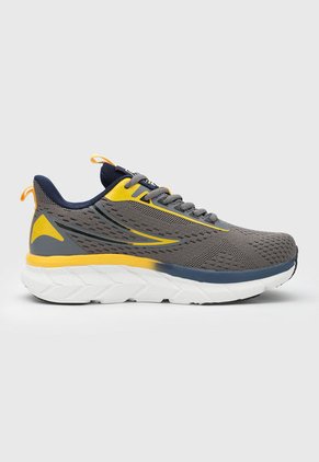 Tenis Running Gris-Amarillo-Azul Navy Fila Stermat
