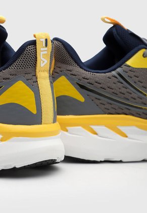 Tenis Running Gris-Amarillo-Azul Navy Fila Stermat