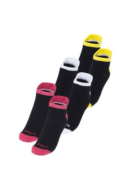 Trio Calcetines Fila Negro-Rojo-Amarillo-Blanco