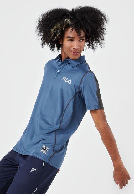 Camiseta Polo Azul-Negro Fila