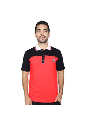 Polo Negro-Rojo-Blanco Fila