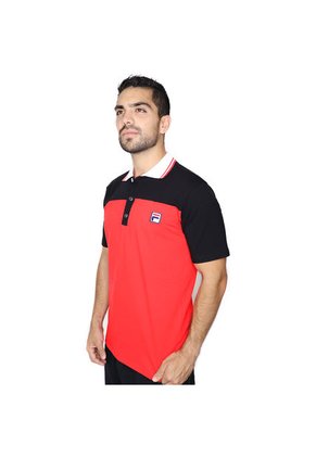 Polo Negro-Rojo-Blanco Fila