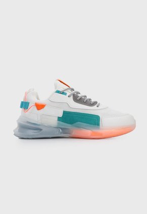 Tenis Lifestyle Blanco-Azul Turquesa-Naranja Neón Fila Targa