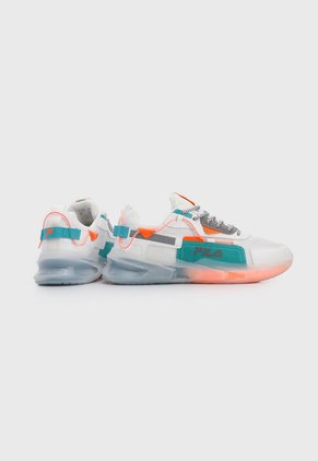Tenis Lifestyle Blanco-Azul Turquesa-Naranja Neón Fila Targa