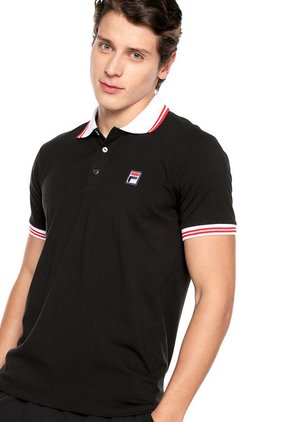 Polo Negro-Rojo-Blanco Fila