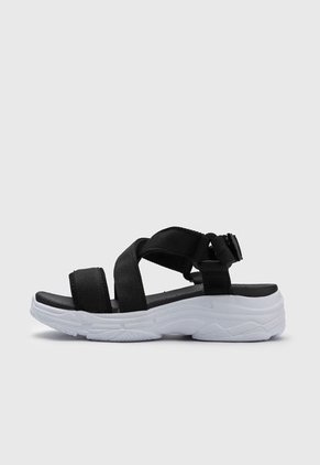 Sandalia Plataforma Negro-Gris Fila Megan