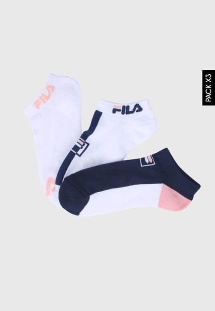 Medias X3 Blanco-Azul-Rosa Fila