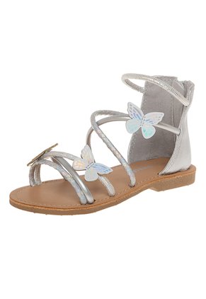 Sandalias Planas Cleo Para Niña Pequeña Plateado Fioni 210263