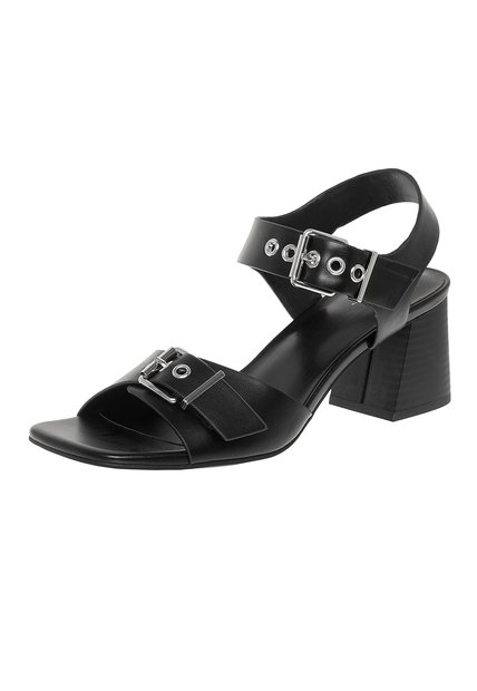 Sandalias Casuales Con Taco Ancho Para Mujer Negro Fioni 211283