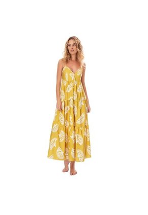 Vestido Abir Largo Para Mujer Mostaza FIORY 2981