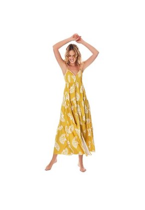 Vestido Abir Largo Para Mujer Mostaza FIORY 2981