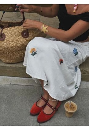 Baleta Mary Jane Velvet Edmond EDMOND-36 Naranja