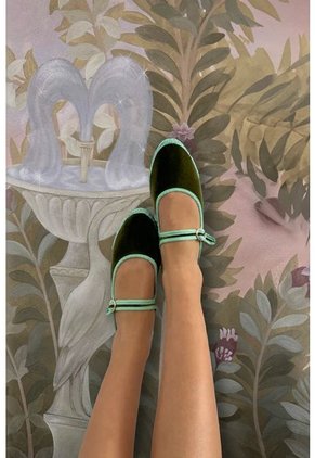 Baleta Mary Jane Velvet Vera VERA-36 Verde