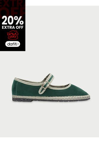 Zapatos Mary Jane Velvet Jay JAY-38 Verde Flabelus