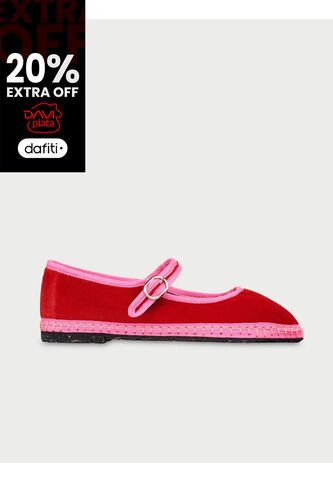 Zapatos Mary Jane Velvet Aurelie AURELIE-36 Rojo Flabelus