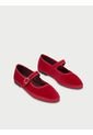 Zapatos Mary Jane Velvet Mellark MELLARK-36 Rojo de Flabelus