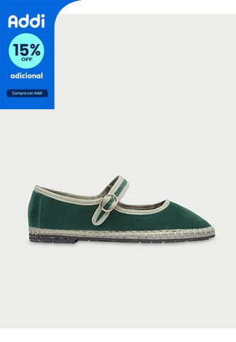 Zapatos Mary Jane Velvet Jay JAY-38 Verde Flabelus
