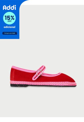 Zapatos Mary Jane Velvet Aurelie AURELIE-36 Rojo Flabelus