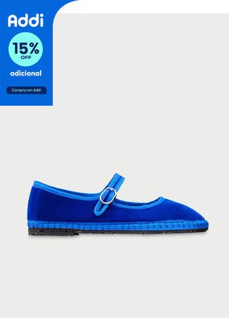 Zapatos Mary Jane Velvet Oe OE-41 Azul Flabelus