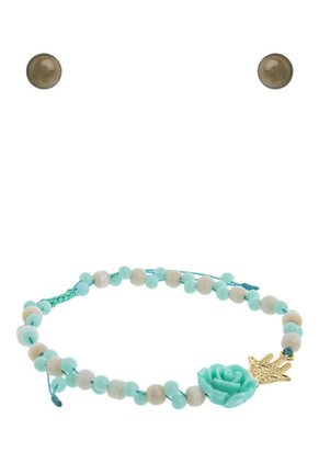 Set Tobillera y Aretes Floripondia Verde Menta-Dorado