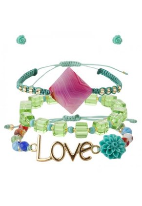 Set Pulsera y Aretes Floripondia Verde