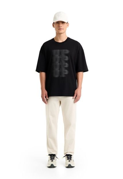 Camiseta Oversized Stage Detalle Estampado Unisex Fly Up Camiseta Oversized Stage Detalle Estampado Unisex Fly Up Negro M FLYUP