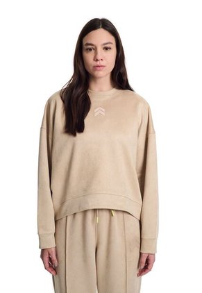 Buzo Slide Crew Oversized En Tejido De Punto Para Mujer Cropped Buzo Slide Crew Oversized En Tejido De Punto Para Mujer Cropped Crema XL FLYUP