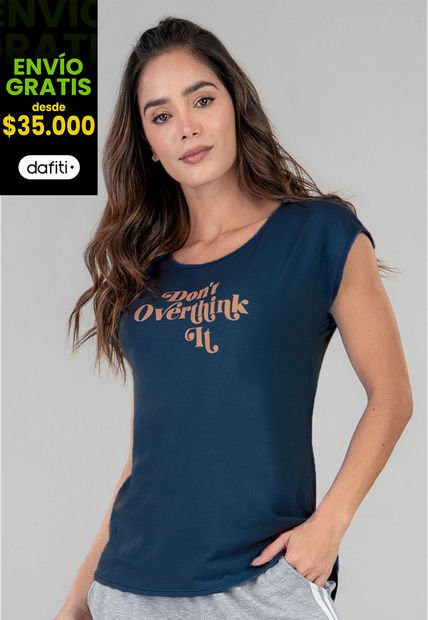 Camiseta Mujer Azul Petroleo Oscuro Fi 92714