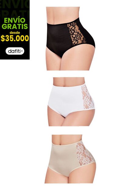 Panty Set X3 Blanco-Beige-Negro FI 47009