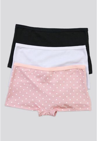 Bóxer Paq X3 Infantil Rosa Estampado/Negro/Blanco FI 34641 Formas Intimas