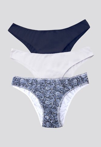 Panty Paq X3 Mujer Azul Navy/Blanco/Estampado FI 96450 Formas Intimas