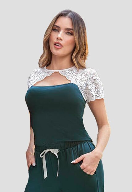 Camisa Pijama Mujer Verde Botella Fi 83267