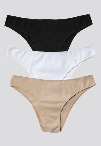 Panty Paq X3 Mujer Negro/Blanco/Piel FI 96450 Formas Intimas