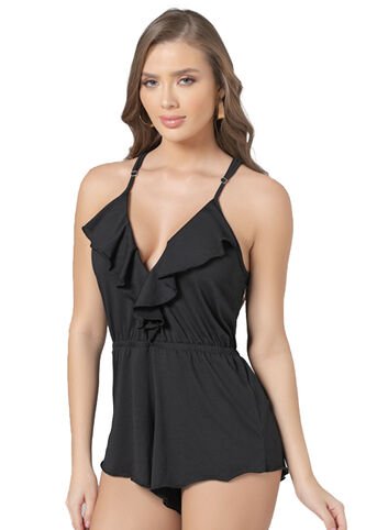 Enterizo Corto Mujer Negro Fi 5556 Formas Intimas