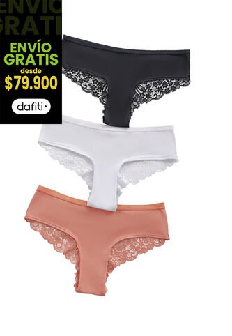 Cachetero Paq X3 Mujer Multicolor FI 32864 Formas Intimas
