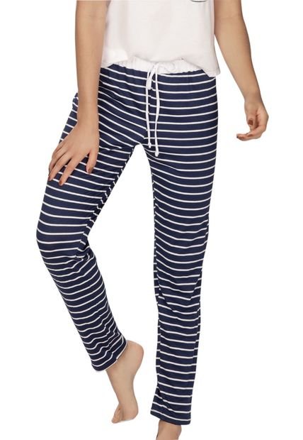 Pantalón Pijama Para Mujer Bicolor Rayas Caramelo FI