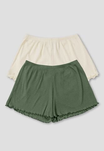 Short Paq X2 Mujer Verde-Crema Fi 114759 Formas Intimas