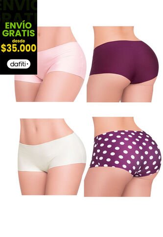 Cachetero Paq X4 Para Mujer Multicolor FI Formas Intimas