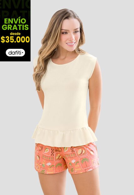 Pijama Mujer Crema Fi 110028