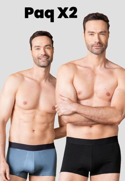 Bóxer Paq X2 Hombre Negro-Azul Indigo Fi 110771